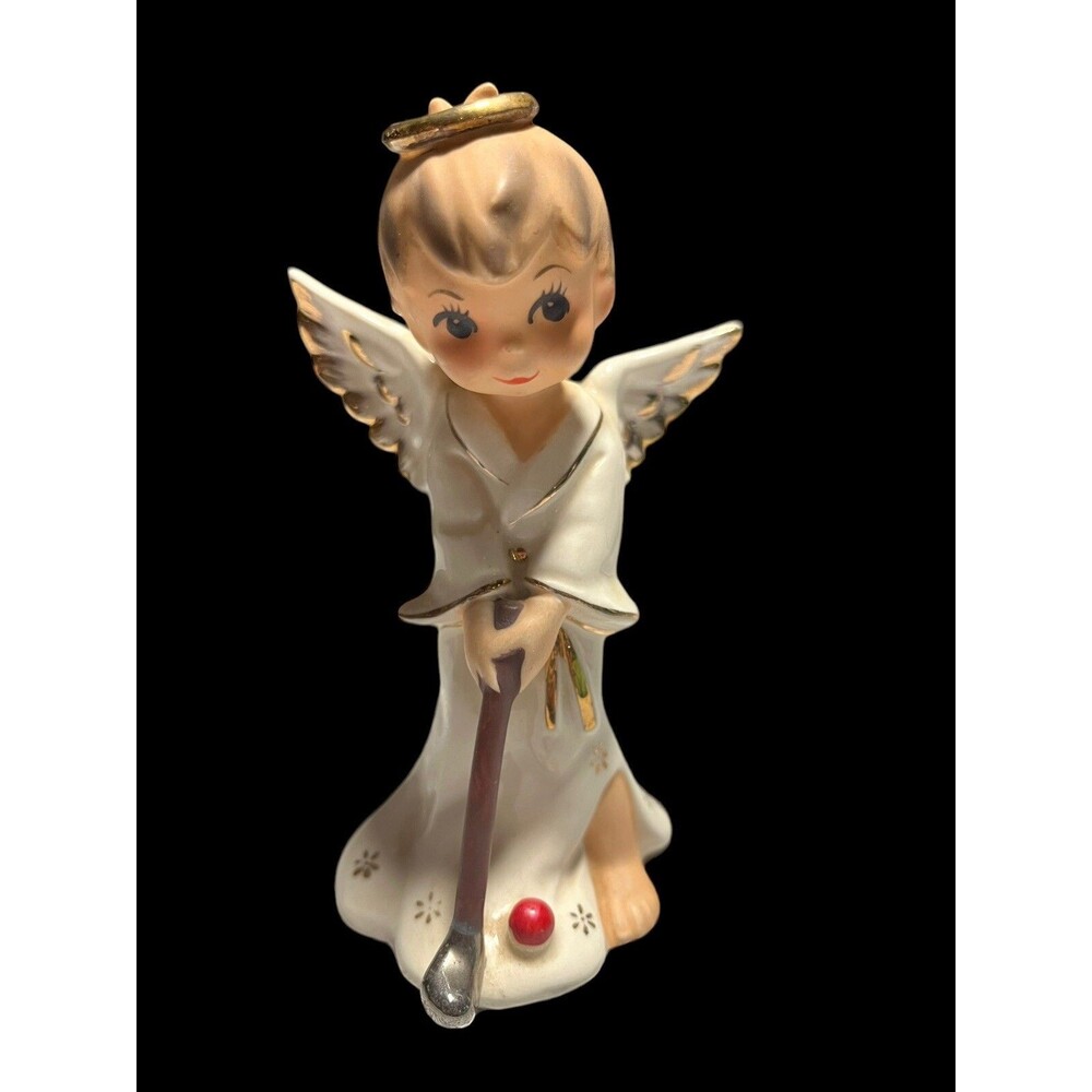 Napcoware Boy Christmas  Golf Angel Figurine 1960’s Japan 4.5”